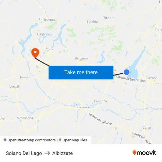 Soiano Del Lago to Albizzate map