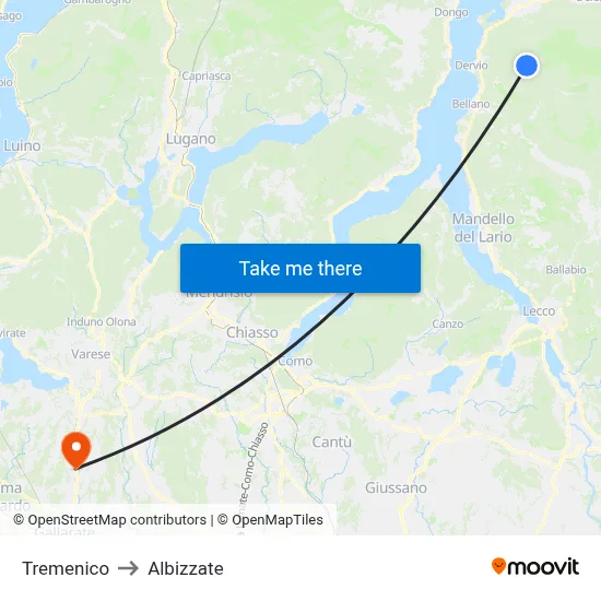 Tremenico to Albizzate map