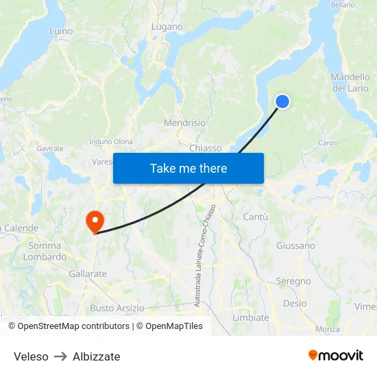 Veleso to Albizzate map