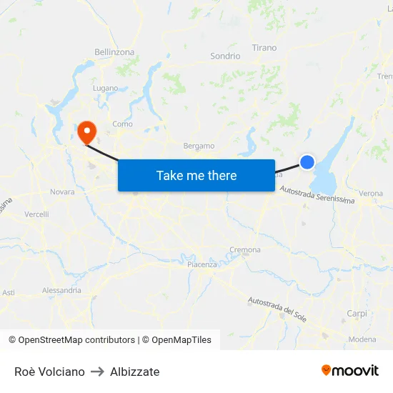 Roè Volciano to Albizzate map