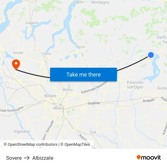 Sovere to Albizzate map