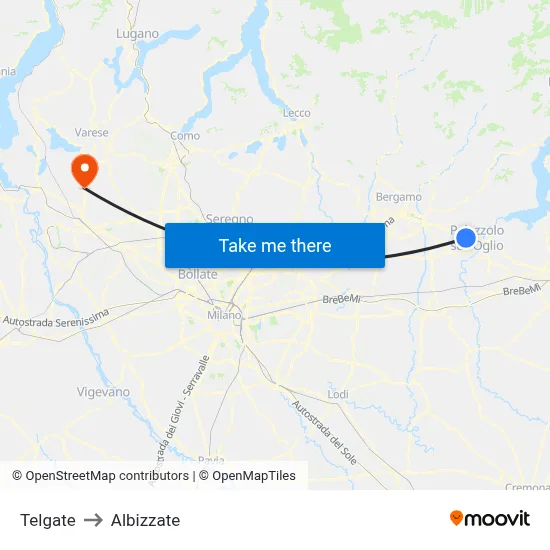 Telgate to Albizzate map