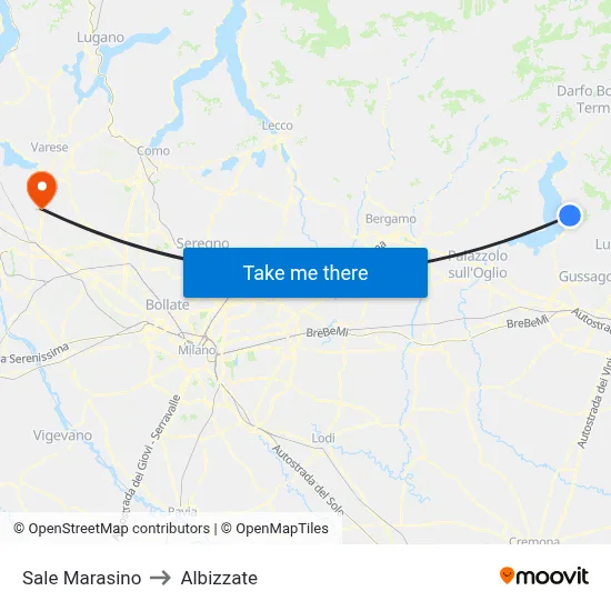 Sale Marasino to Albizzate map