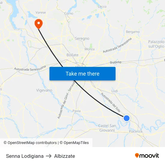 Senna Lodigiana to Albizzate map