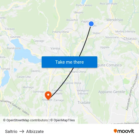 Saltrio to Albizzate map
