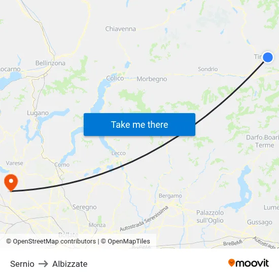 Sernio to Albizzate map