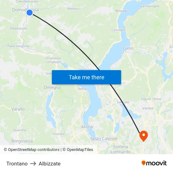 Trontano to Albizzate map