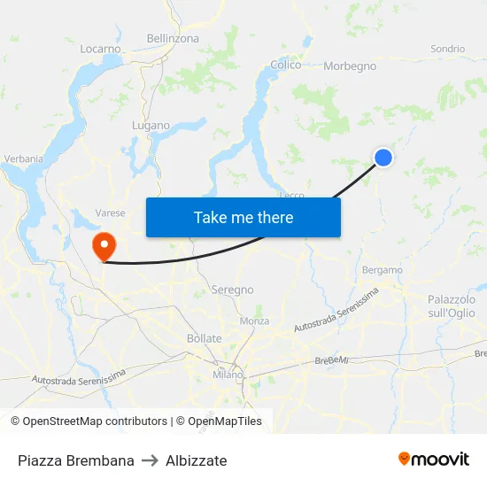Piazza Brembana to Albizzate map