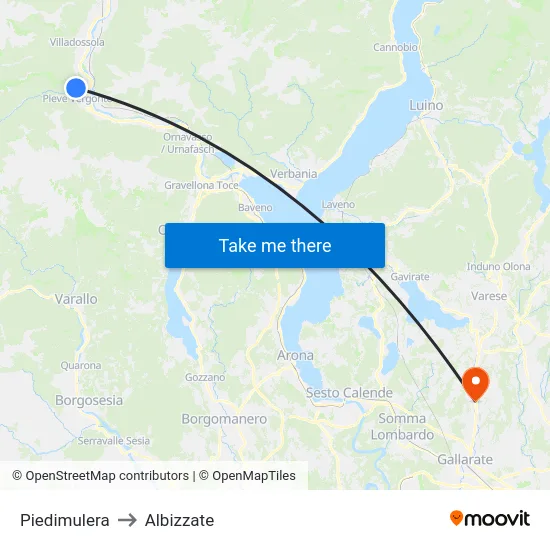 Piedimulera to Albizzate map