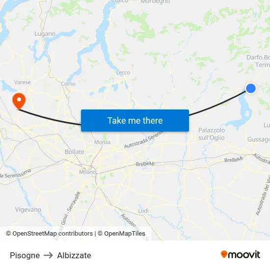 Pisogne to Albizzate map