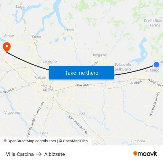 Villa Carcina to Albizzate map
