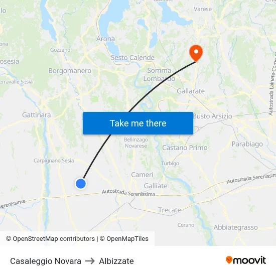 Casaleggio Novara to Albizzate map