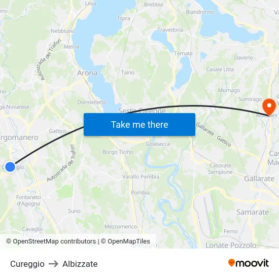Cureggio to Albizzate map