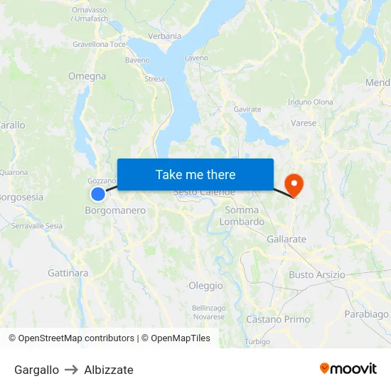 Gargallo to Albizzate map