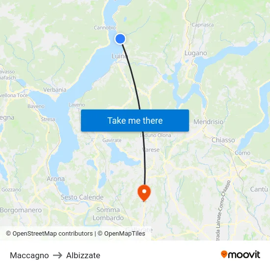 Maccagno to Albizzate map