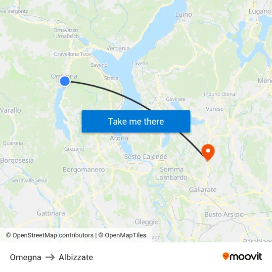 Omegna to Albizzate map