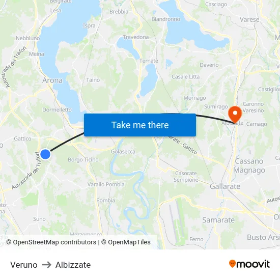 Veruno to Albizzate map