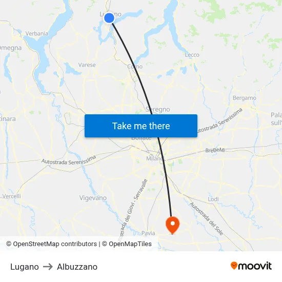 Lugano to Albuzzano map