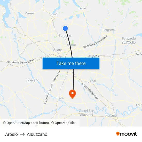 Arosio to Albuzzano map