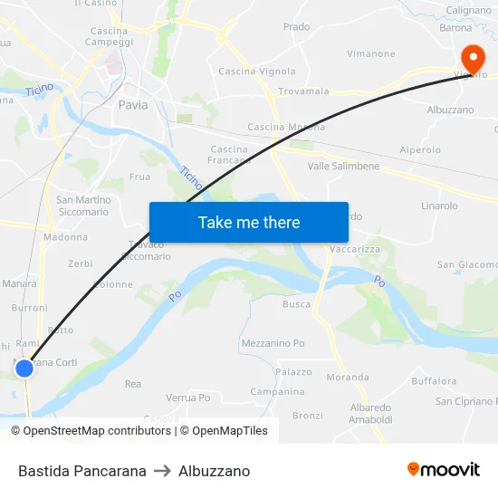 Bastida Pancarana to Albuzzano map