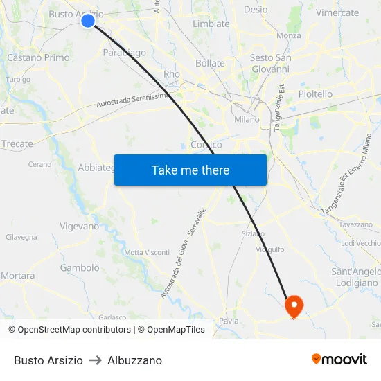 Busto Arsizio to Albuzzano map
