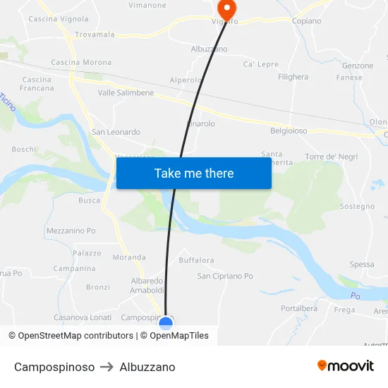 Campospinoso to Albuzzano map