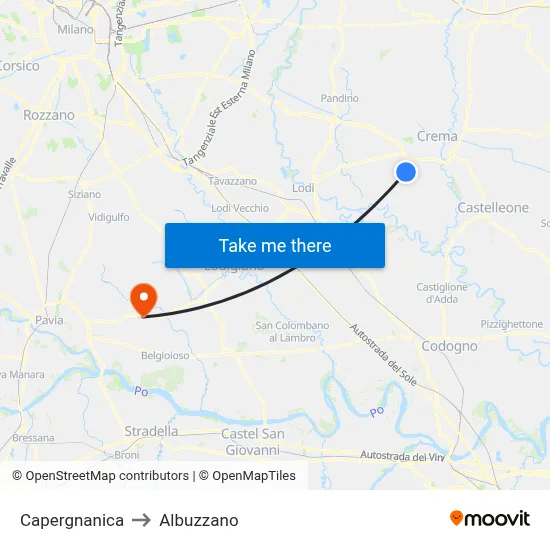 Capergnanica to Albuzzano map