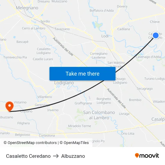 Casaletto Ceredano to Albuzzano map