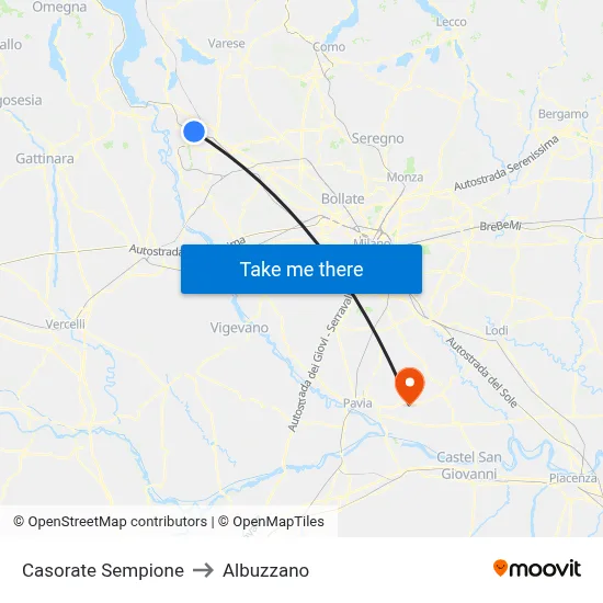 Casorate Sempione to Albuzzano map