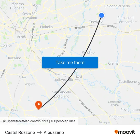 Castel Rozzone to Albuzzano map