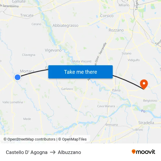Castello D' Agogna to Albuzzano map
