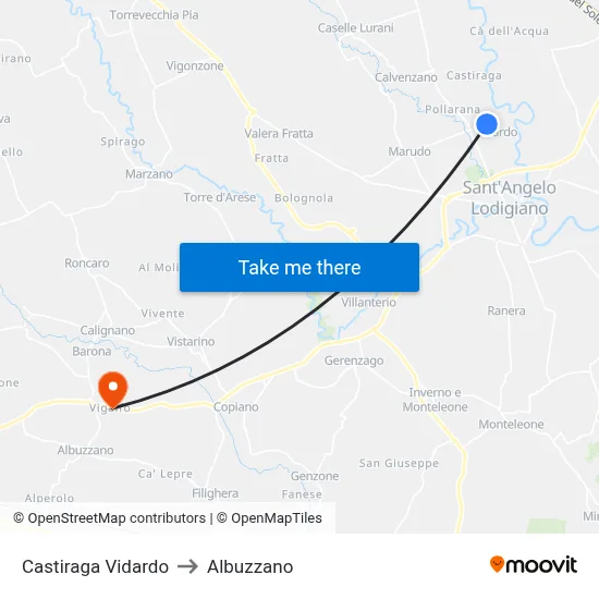 Castiraga Vidardo to Albuzzano map