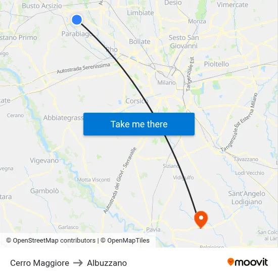 Cerro Maggiore to Albuzzano map
