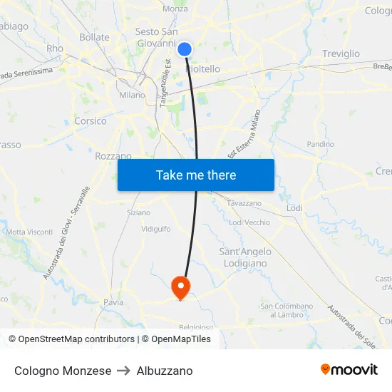 Cologno Monzese to Albuzzano map
