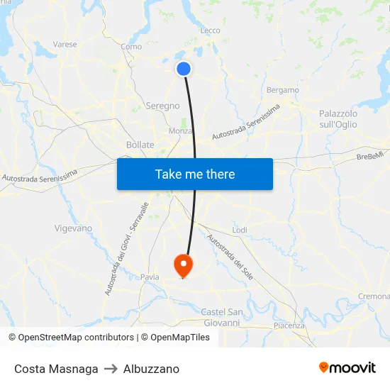 Costa Masnaga to Albuzzano map