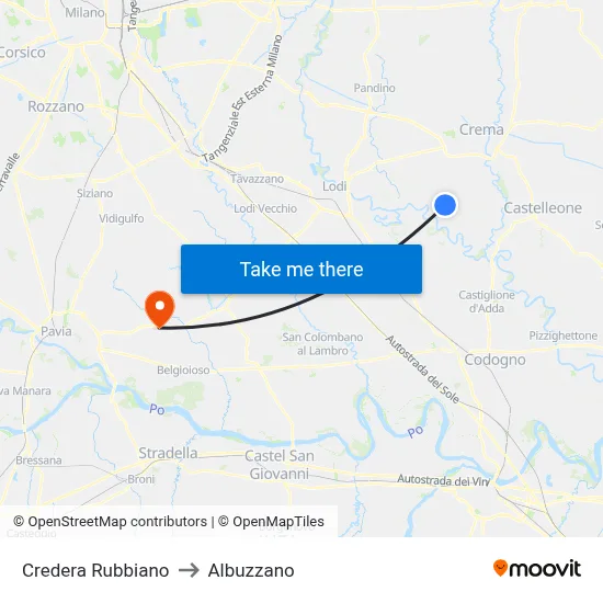 Credera Rubbiano to Albuzzano map