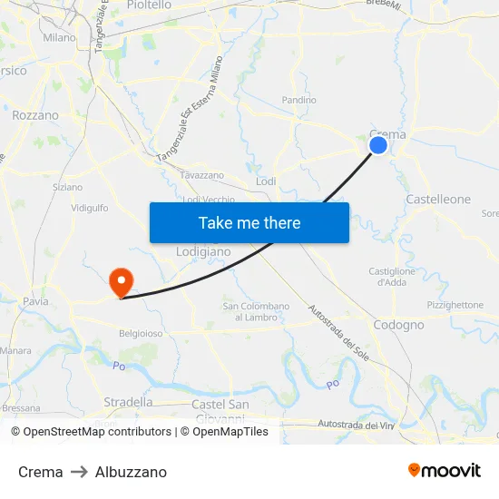 Crema to Albuzzano map