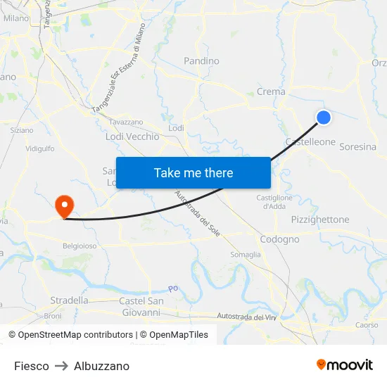 Fiesco to Albuzzano map