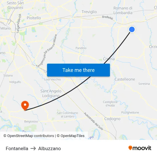 Fontanella to Albuzzano map