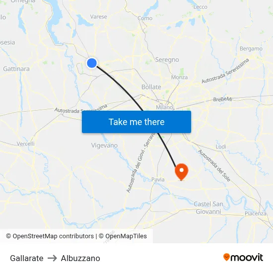 Gallarate to Albuzzano map