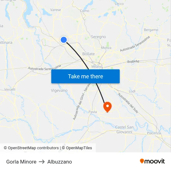 Gorla Minore to Albuzzano map