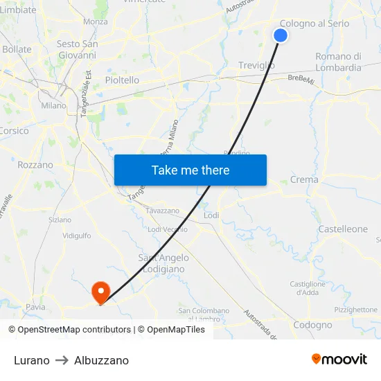Lurano to Albuzzano map