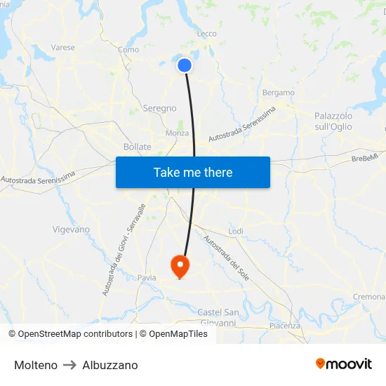 Molteno to Albuzzano map