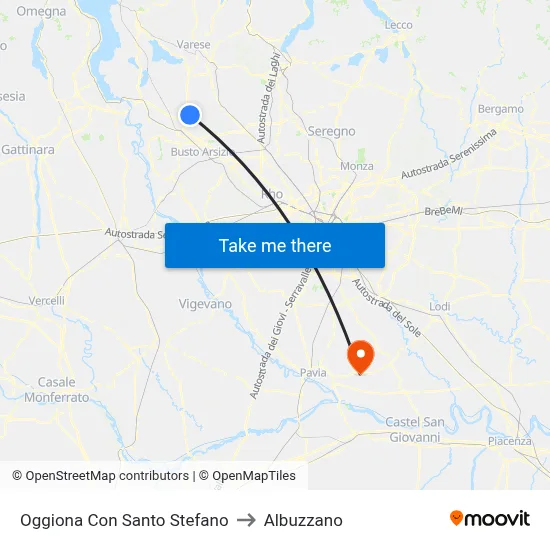 Oggiona Con Santo Stefano to Albuzzano map