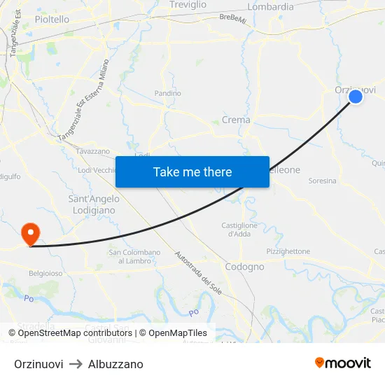Orzinuovi to Albuzzano map