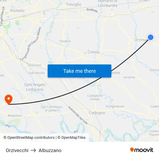 Orzivecchi to Albuzzano map