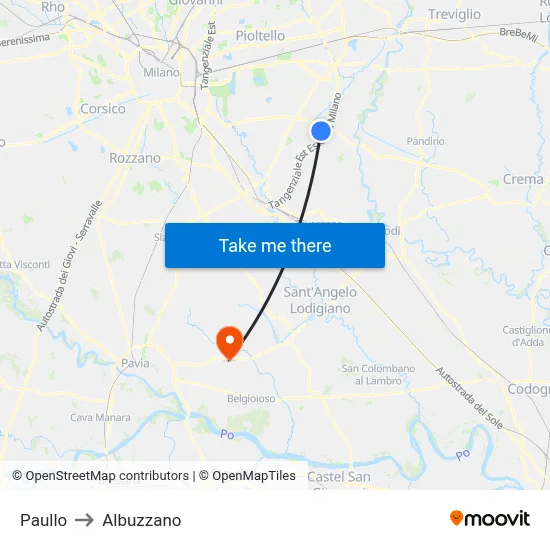 Paullo to Albuzzano map