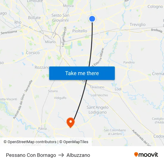 Pessano Con Bornago to Albuzzano map