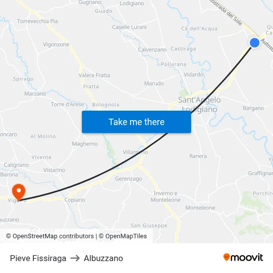 Pieve Fissiraga to Albuzzano map