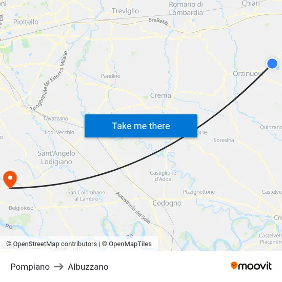 Pompiano to Albuzzano map